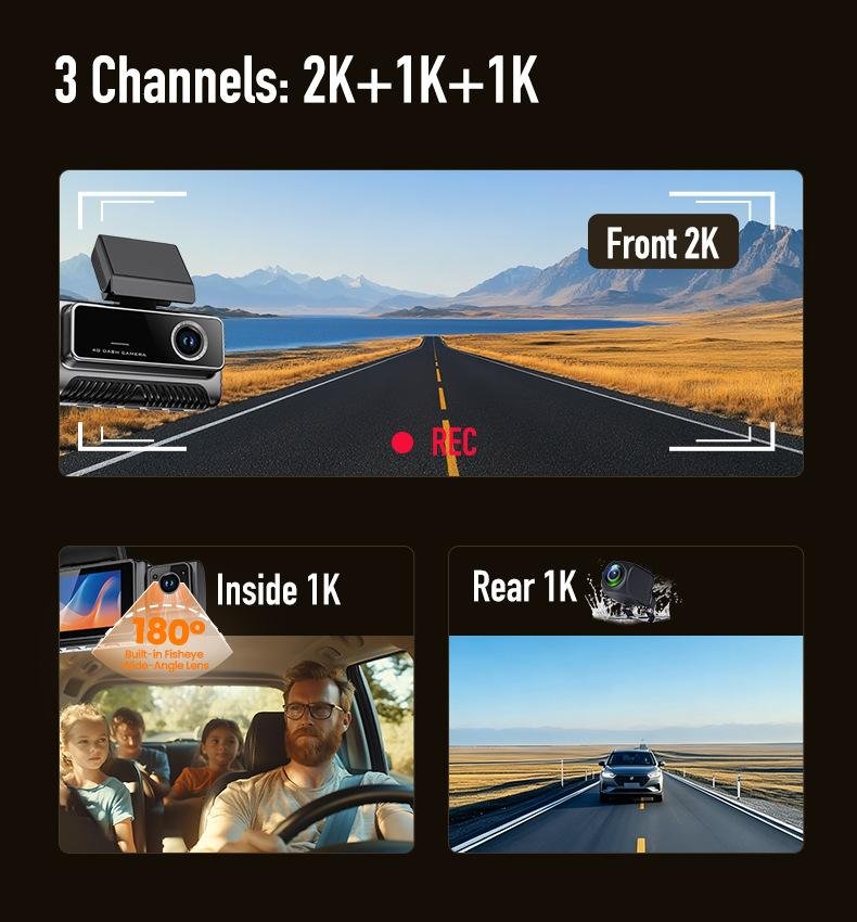4G Live 3 Channel Car Dash Cam — Car Camera — ছবি 9
