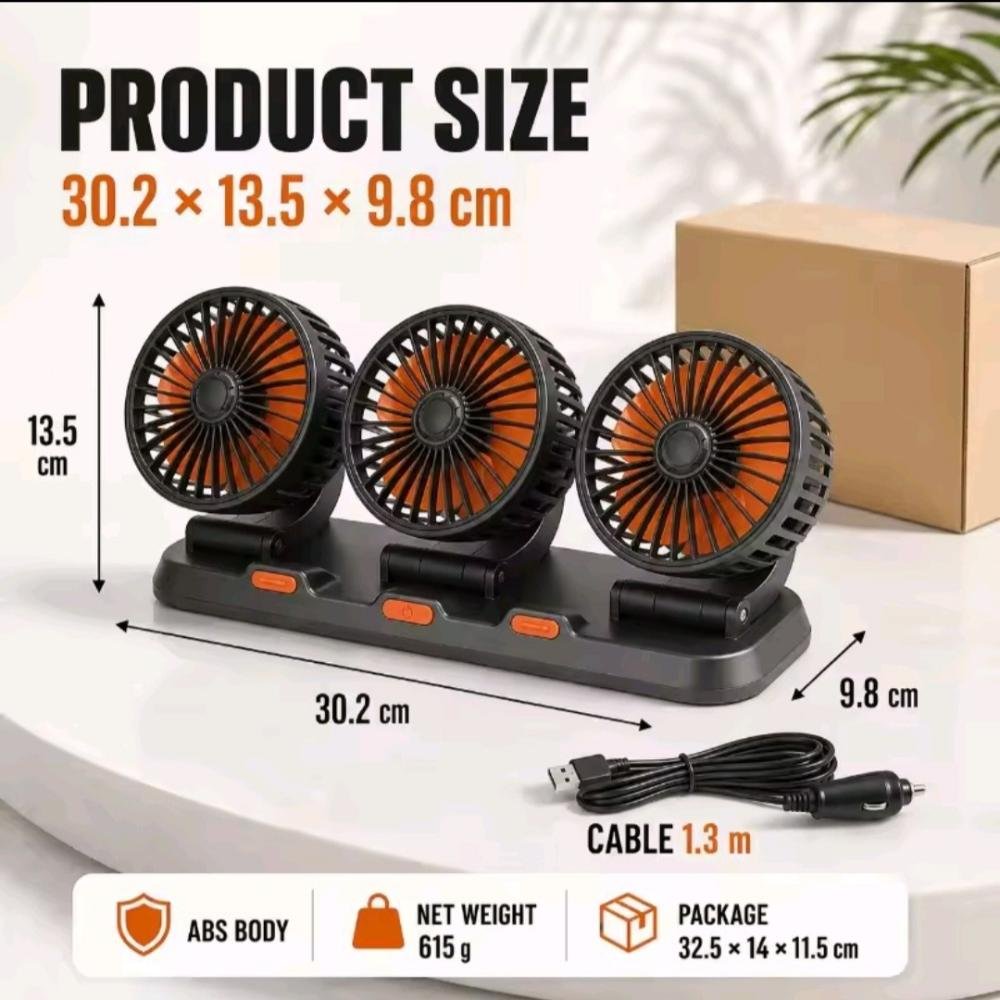 Three Head Car Cooling Fan — Car Fan — ছবি 2