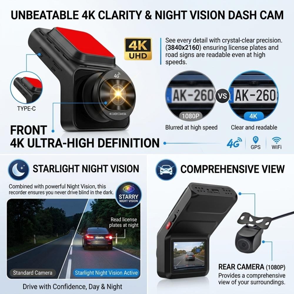 4G Live 2 Channel Car Dash Cam — Car Camera — ছবি 19