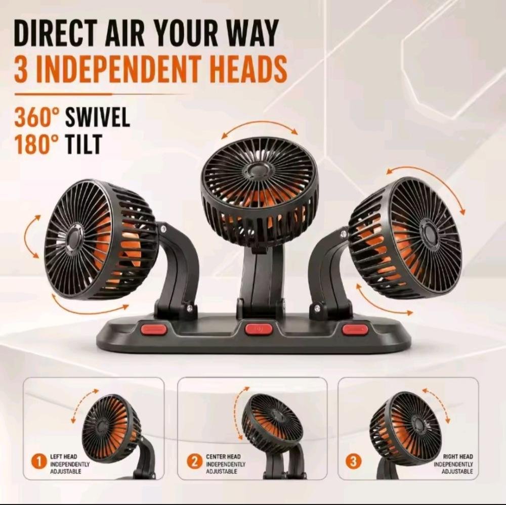 Three Head Car Cooling Fan — Car Fan — ছবি 4